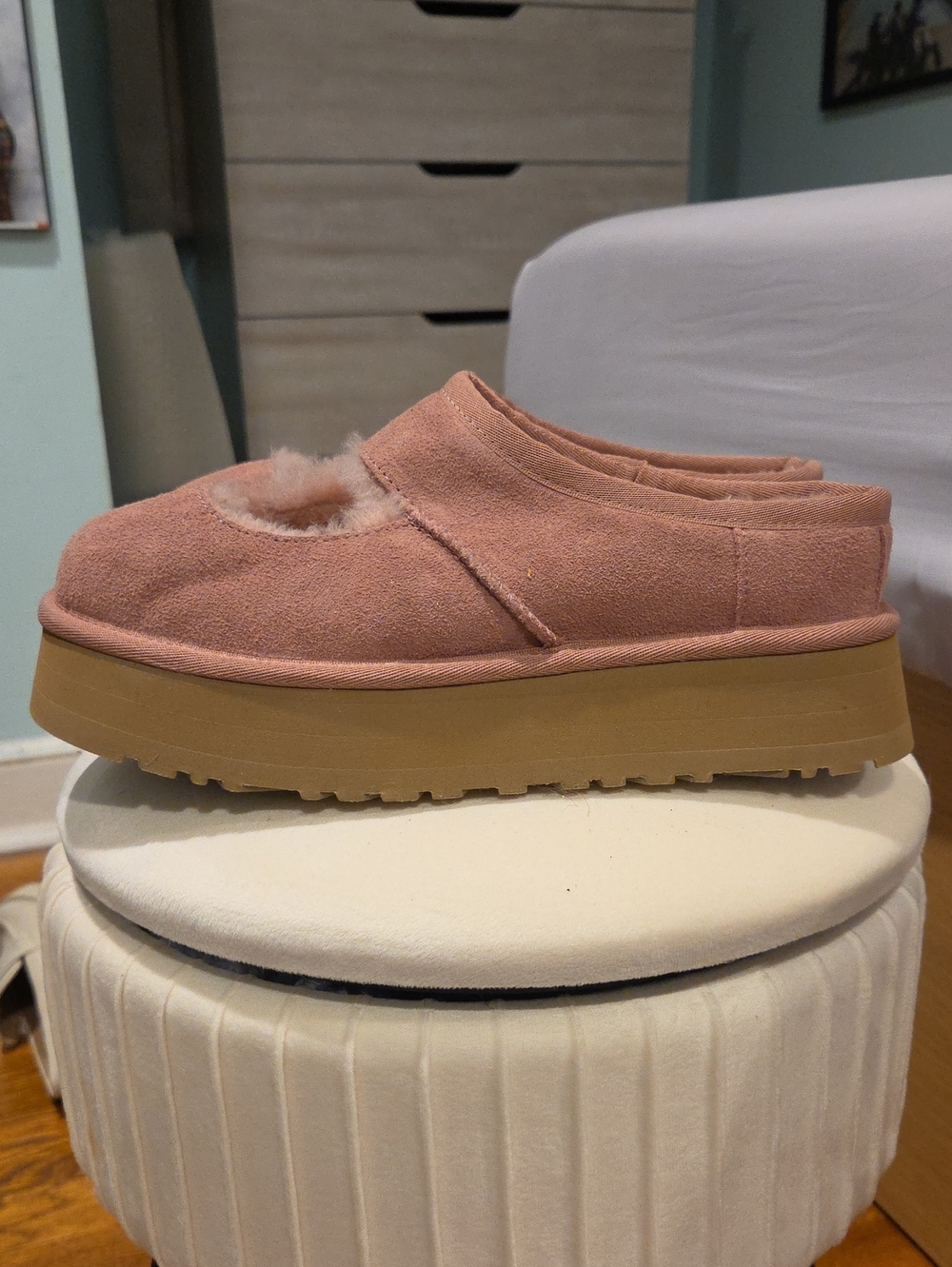 Women’s Pink Suede Mary Jane Platform Shoes